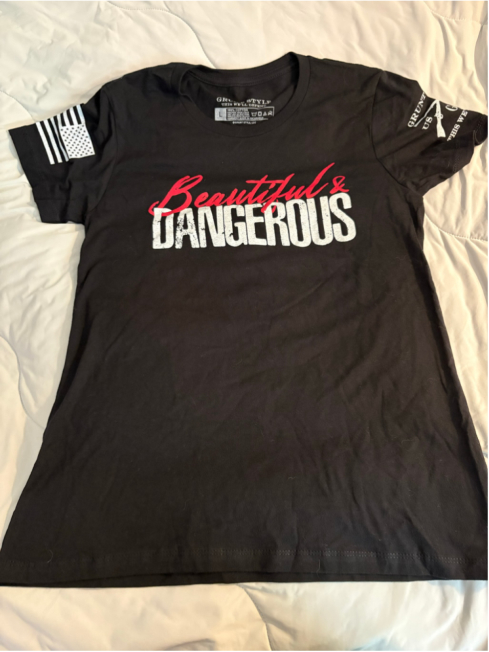 Grunt Style Women’s Graphic Tee Black Beautiful & Dangerous Large